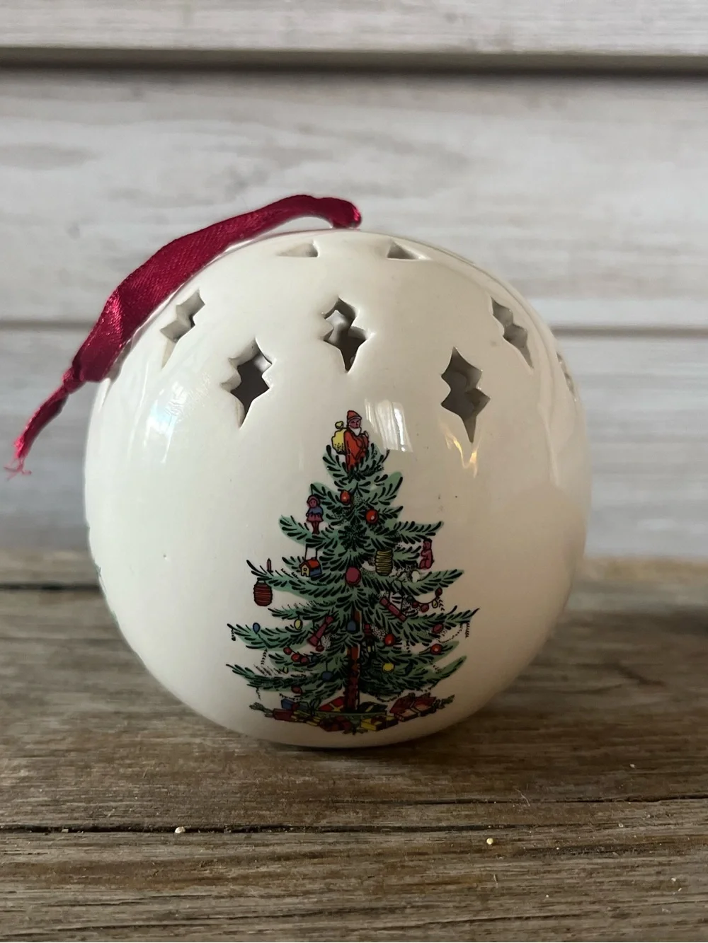 90’s Vintage Baum Bros Ceramic Christmas Tree Pomander Sachet Potpourri Ball